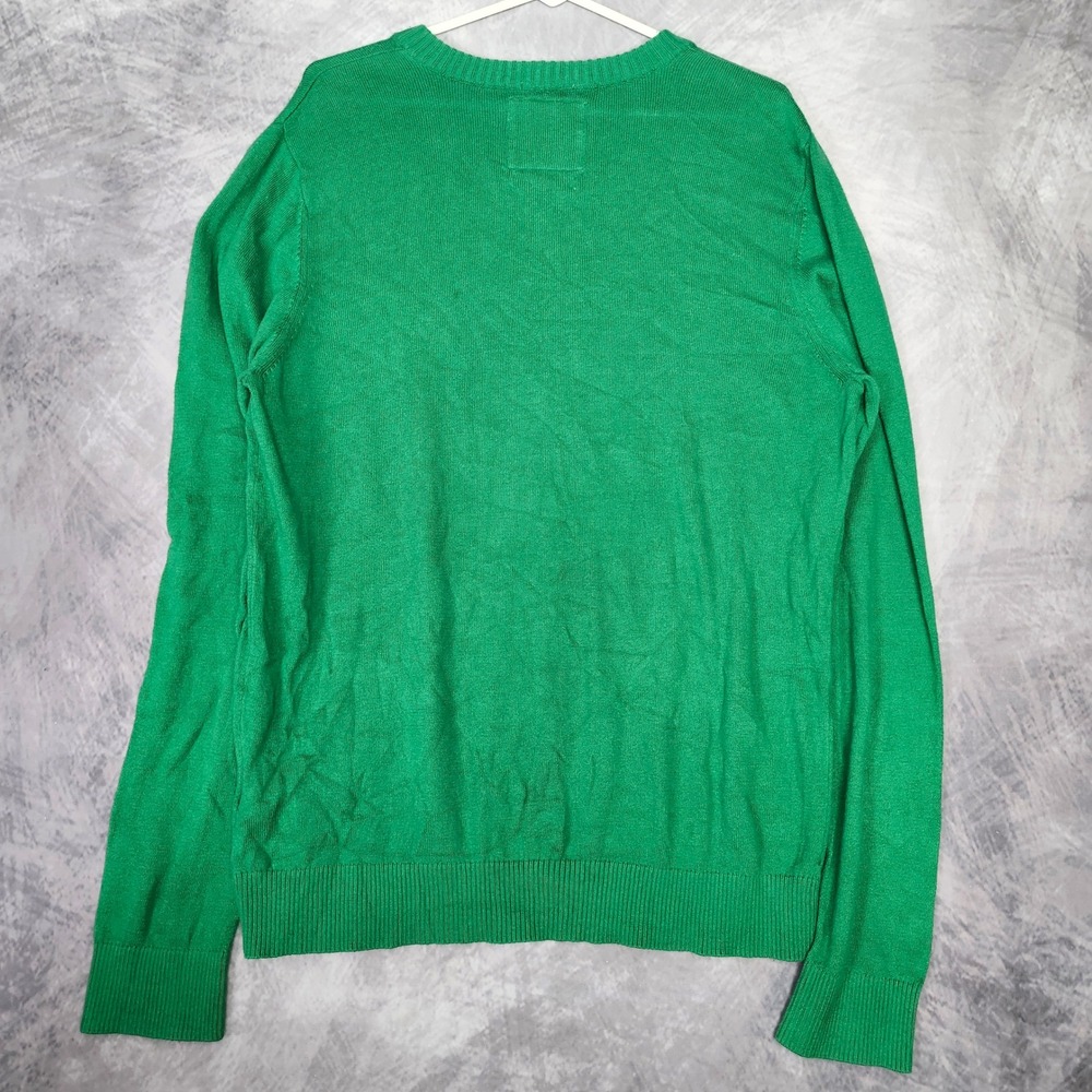 Abercrombie Fitch Sweater Cashmere Blend Mens XXL Green Muscle V Neck Moose - Picture 8 of 9